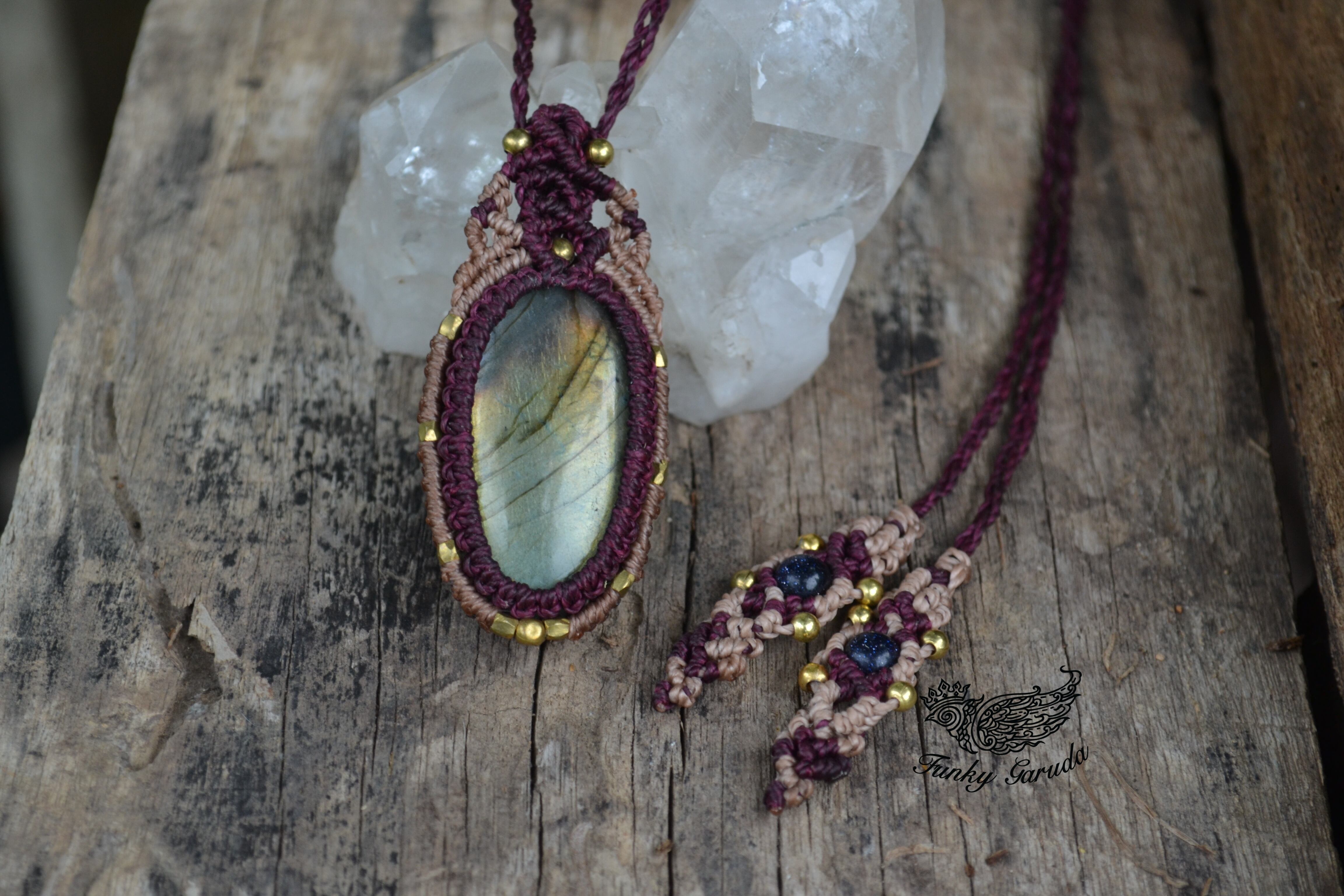 ラブラドライト マクラメネックレスlabb019