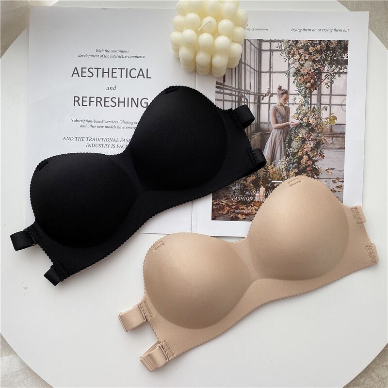 ストラップレスサマー薄手ブラ トップス レッド 夏物 YY-ファッション30304590696