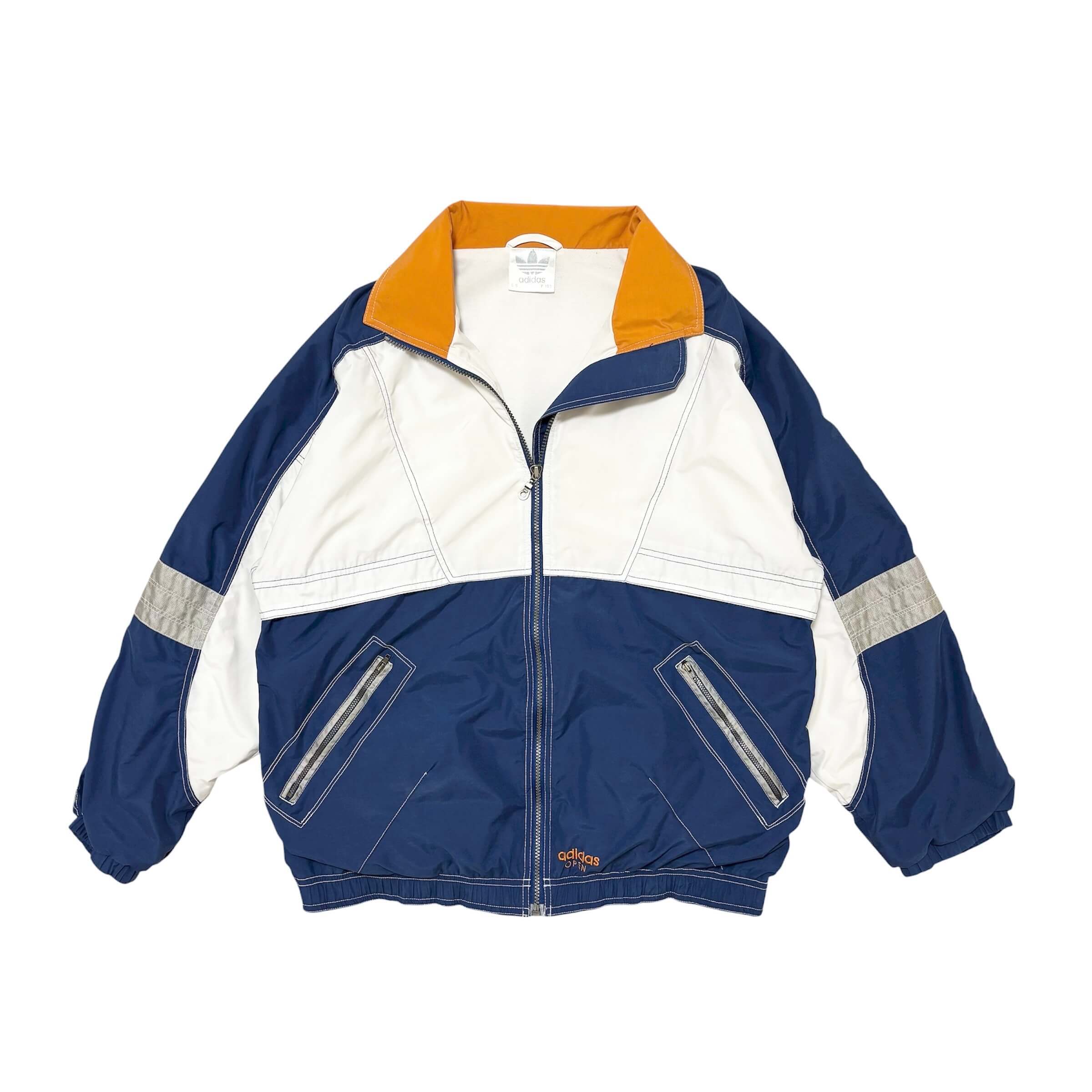 古着 アディダス adidas ナイロンジャケット クリーニング済み 80s 銀タグ ジップアップ D6 F180 メンズ 実寸XL