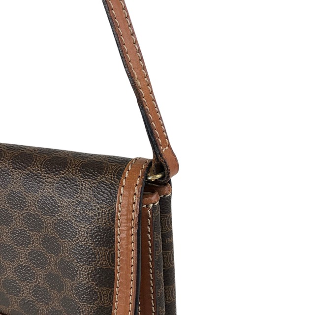 CELINE セリーヌ マカダム ショルダーバッグ ブラウン ブラゾン型押し PVC vintage ヴィンテージ オールド emwcwc