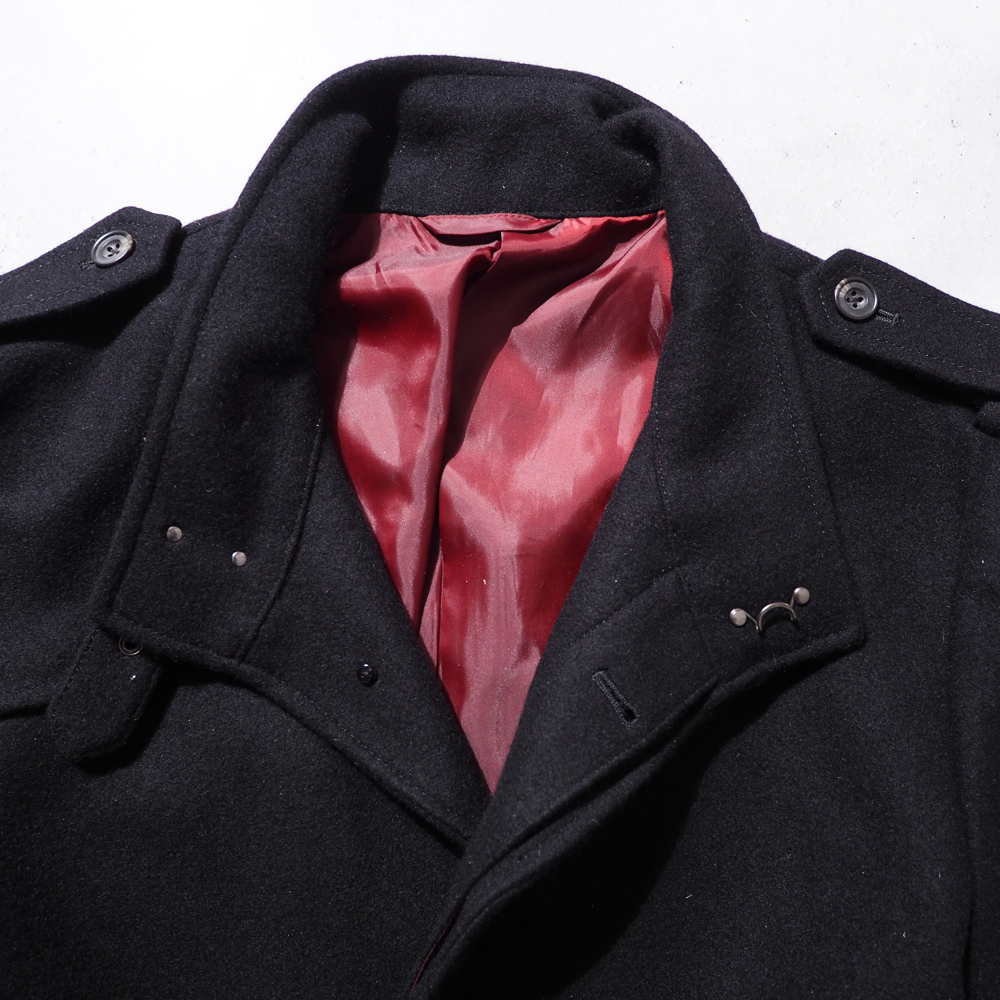 2000s ” PERSON'S ” deformation silhouette design Black wool coat