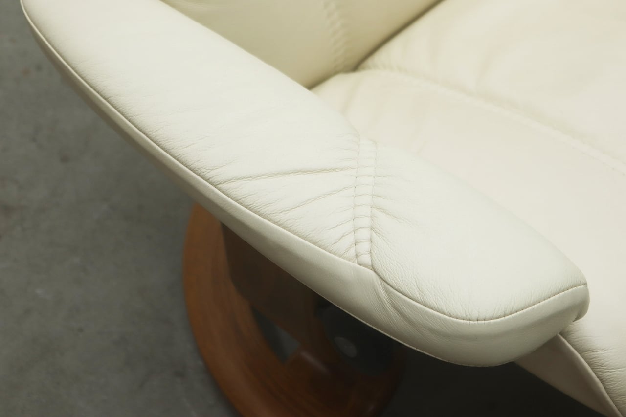 北欧 エコーネス コンサル オットマンセット 本革 リクライニング 1P