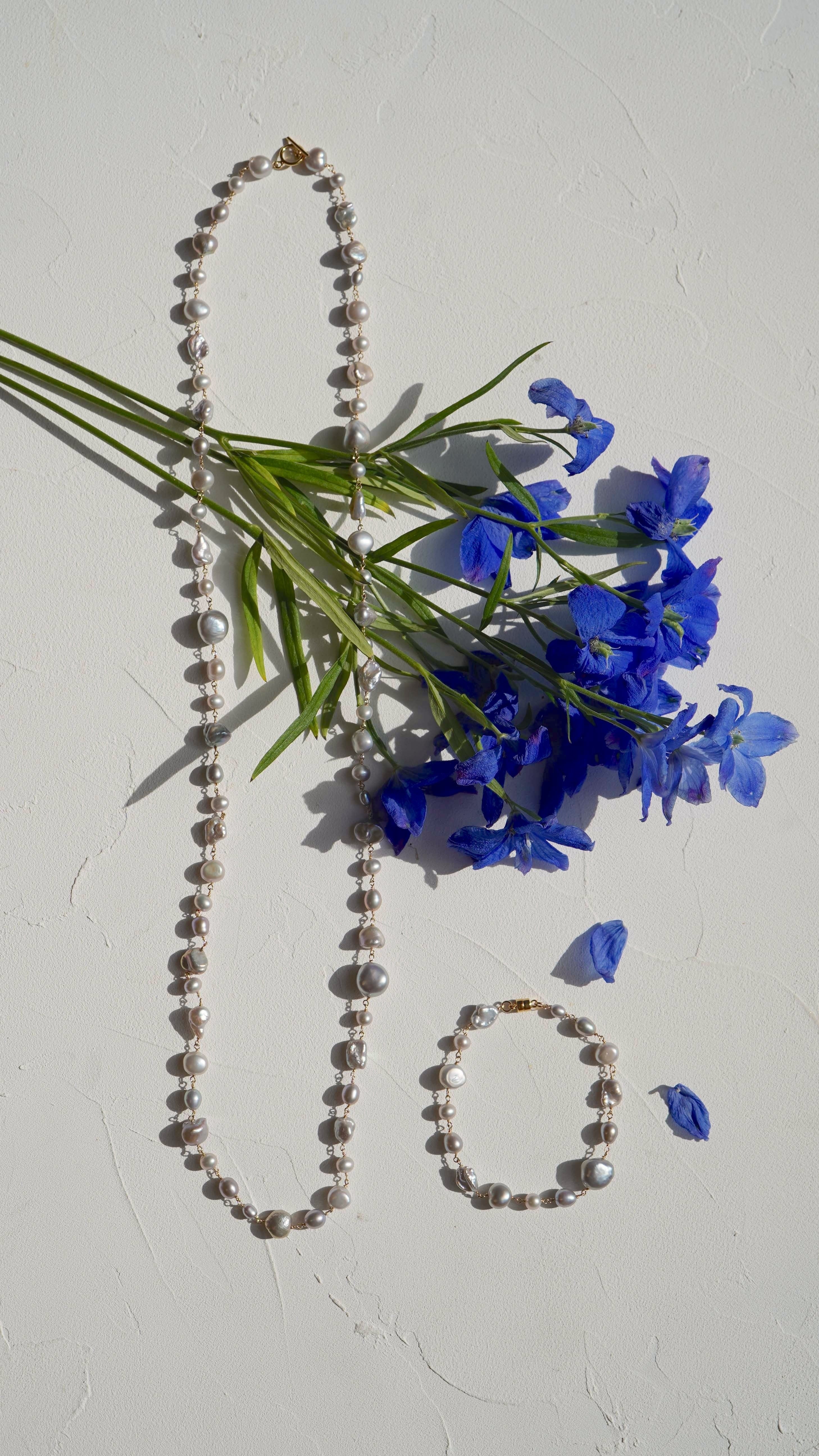 14KGF MIXパールマンテルネックレス80 GY