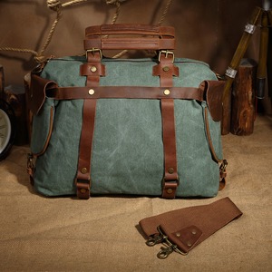 Retro Canvas + Genuine Leather Boston Bag / レトロ キャンバス + 本革 ボストン バッグ