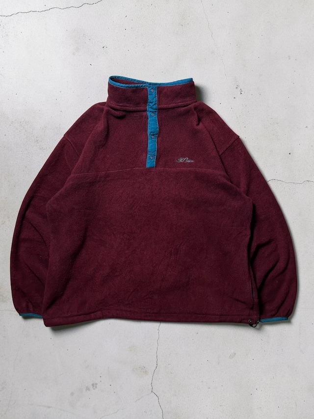 ［90s］L.L.Bean Snap-T Two Tone Burgundy Teal Pullover Fleece Jacket
