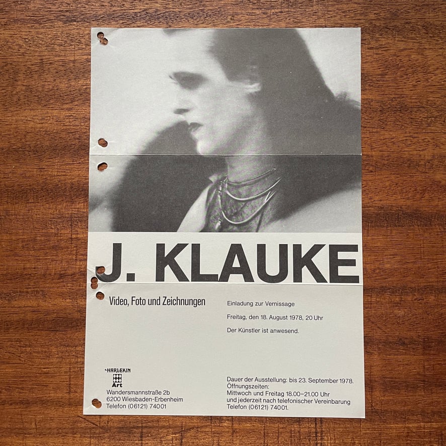 【絶版リーフレット】ユルゲン・クラウケ　Jürgen　Klauke   Video, Foto und Zeichnungen   HARLEKIN Art 　1978 　[310195720]