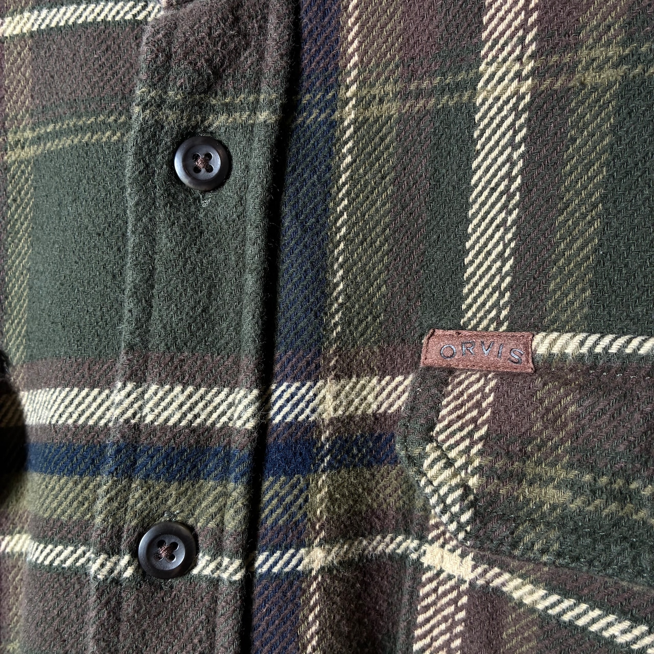 ORVIS ヘビーネルシャツ チェック カーキ XXL オービス
