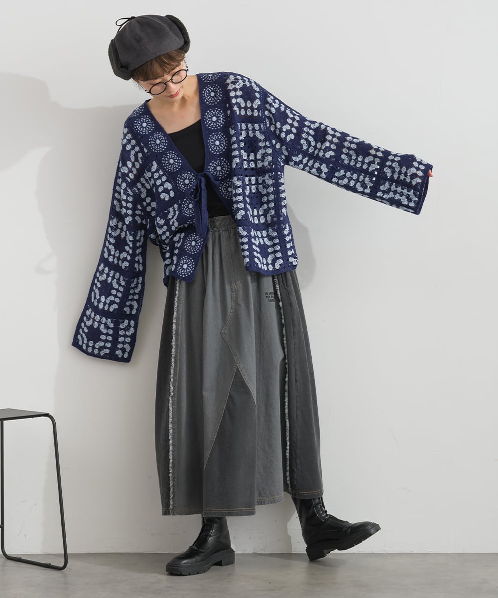 D262093 クロシェモチーフニットカーディガン / Crochet Motif Knit
