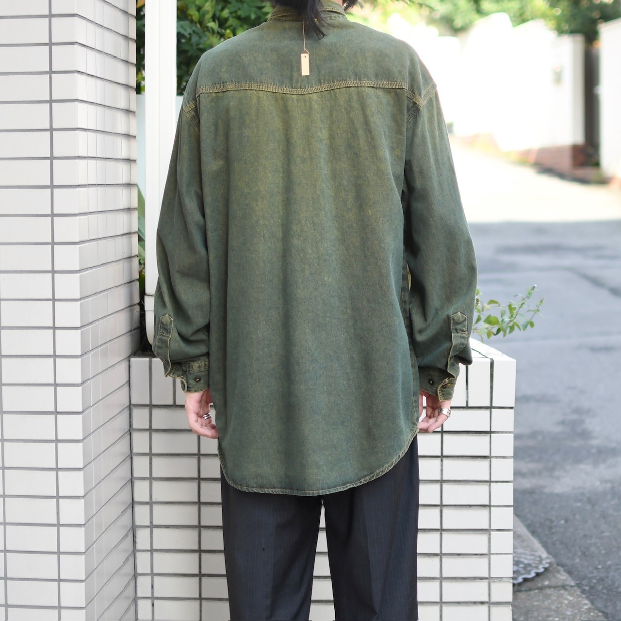 faded design denim shirt