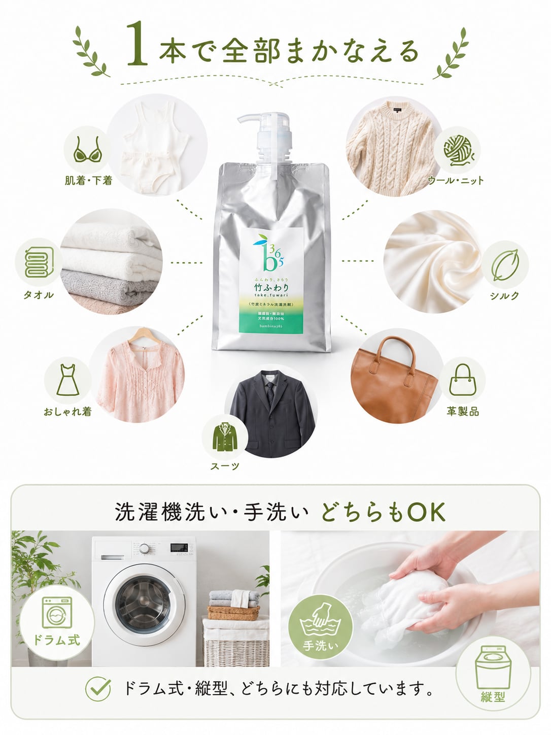 竹ふわり｜竹炭ミネラル洗濯洗剤（天然成分100%・柔軟剤不要・赤ちゃん