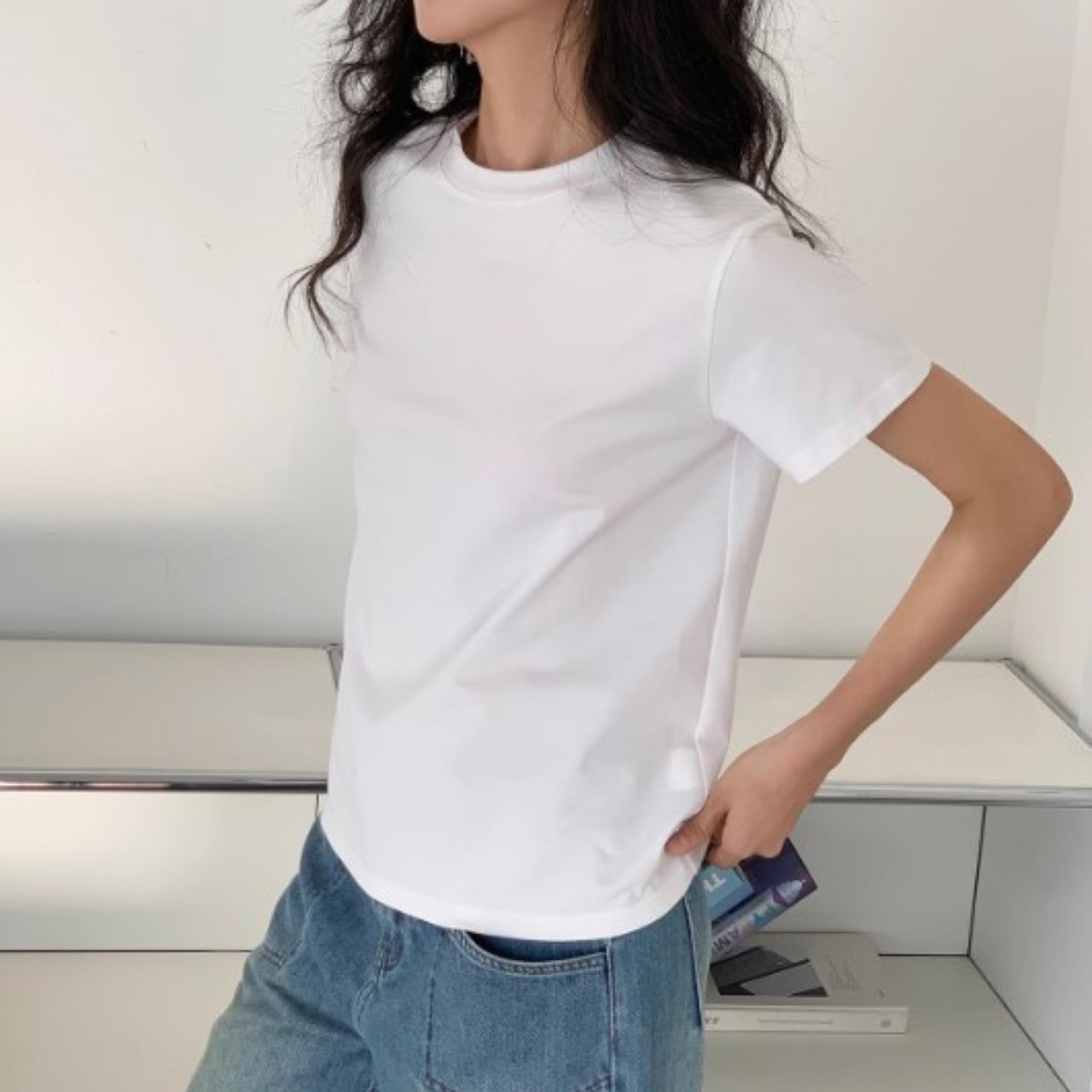 無地コットンTシャツ