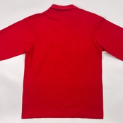 70s 80s CHEMISE LACOSTE シュミーズ ラコステ 文字ワニ 鹿の子長袖 ポロシャツ 42/レッド メンズ
