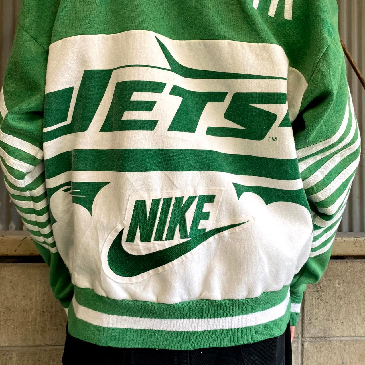 激レア 80年代 銀タグ NIKE ナイキ NFL チーム系 総柄デザインスウェット メンズXL 古着 トレーナー NEW YORK JETS  ニューヨーク ジェッツ グリーン 緑【スウェット】【VTG】 | cave 古着屋【公式】古着通販サイト