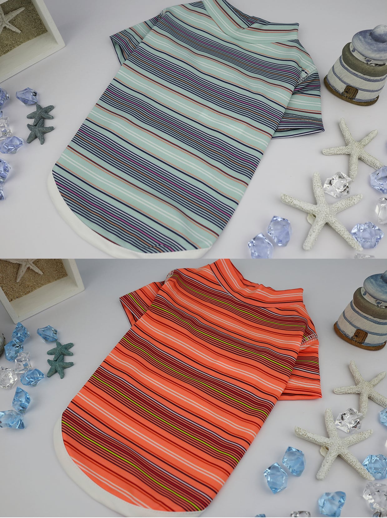 【SALE】ボーダーラッシュガード S ~ 2XL 2color / 犬服 犬の服 小型犬 中型犬 大型犬 犬用 ラッシュガード 部屋着