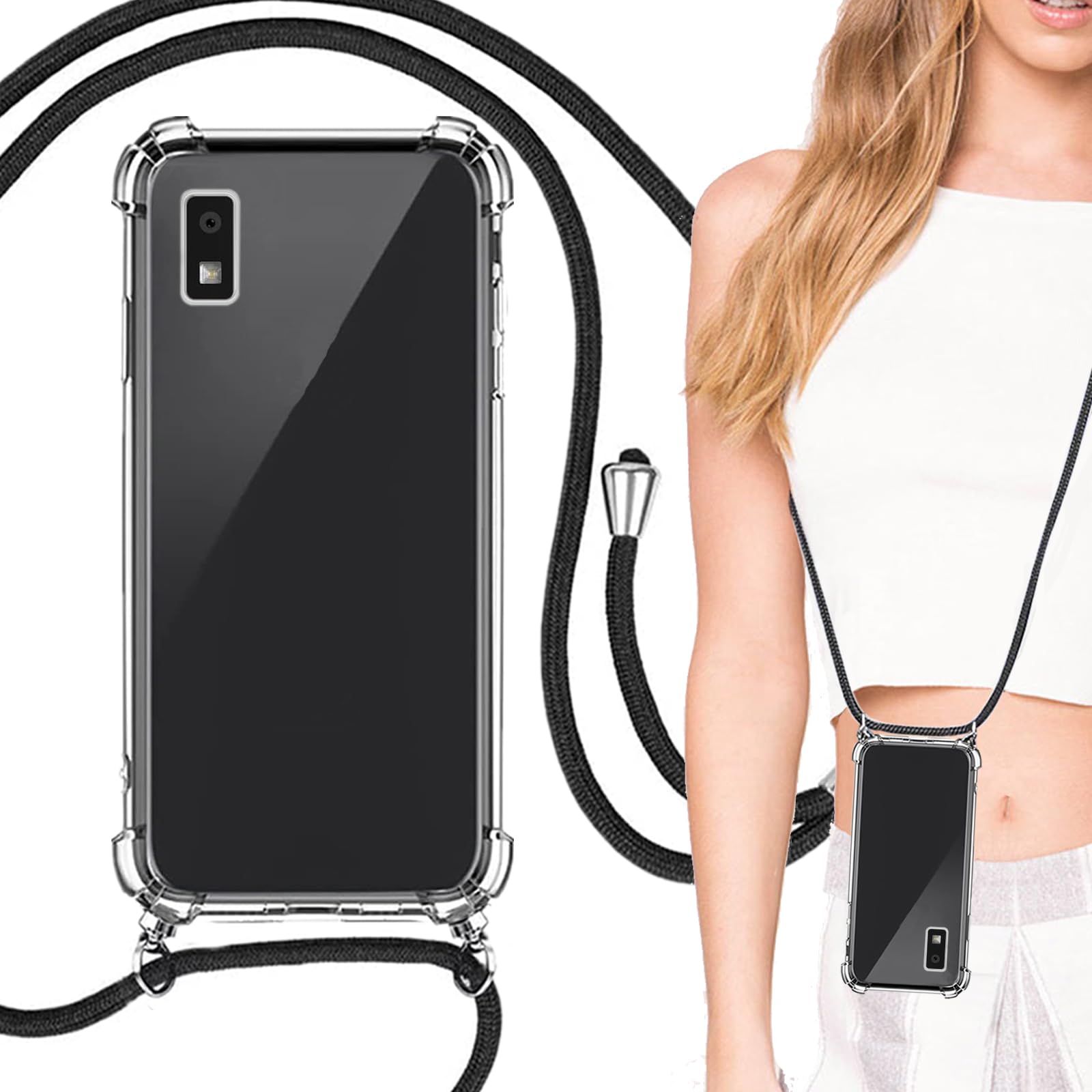 AQUOS wish3 ケース クリア 透明 カバー wish 3 ショルダー 掛縄け ストラップ付き 斜めがけ 携帯ケース 適用 A302SH A303SH SH-M25 スマホケース SH-53D case Heofuixt ソフト tpu バンパーケース 耐衝撃 肩掛け ストラップ 斜め掛け クリアケース 首掛け ショルダーケース 透明カバー 携帯カバー 薄型 軽量 case TPU クリア