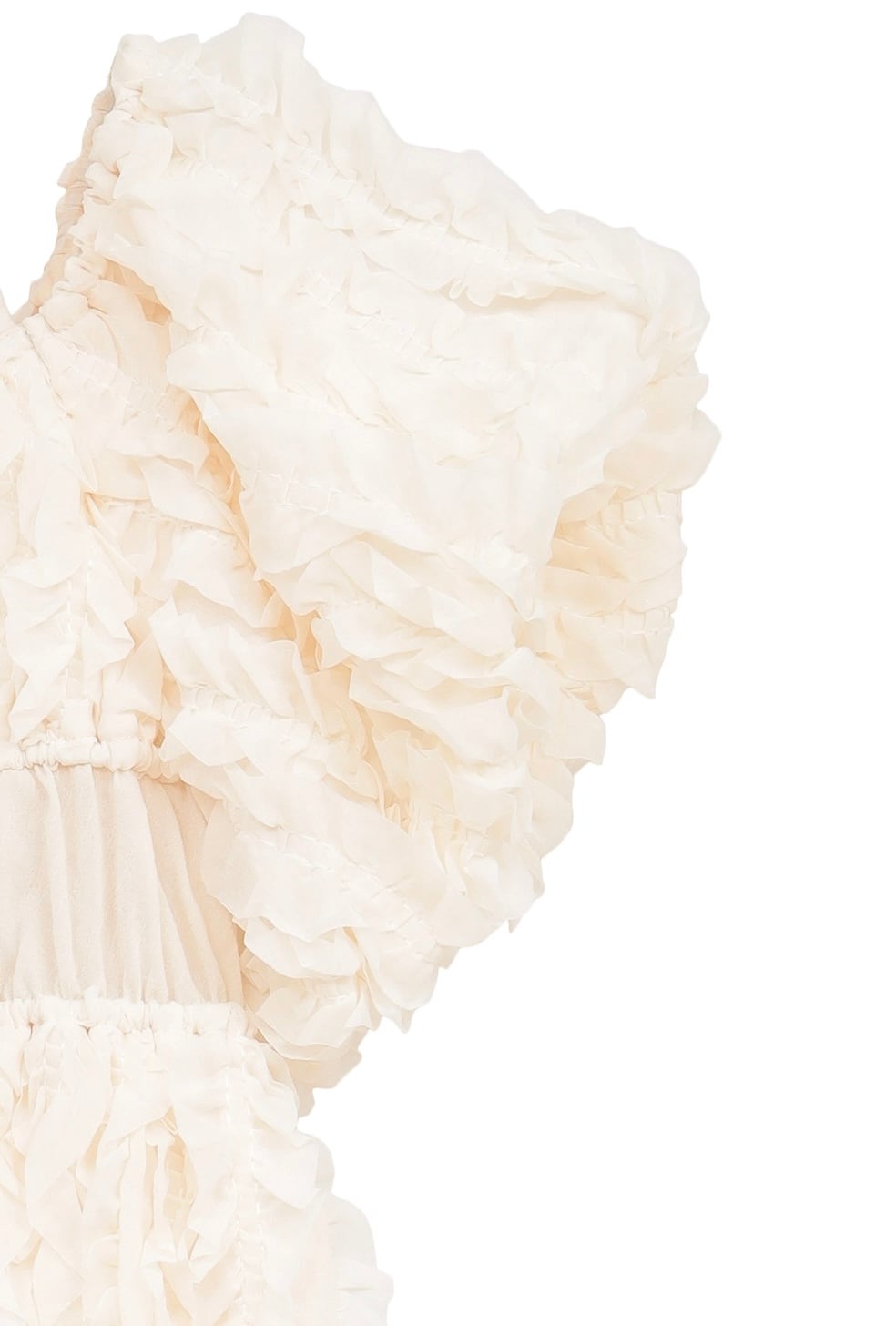 CLANE W FACE TOPSTITCHED FRILL TOPS -IVORY- | Chapel