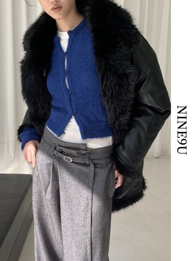 reversible 2way leather fur coat【NINE9778】