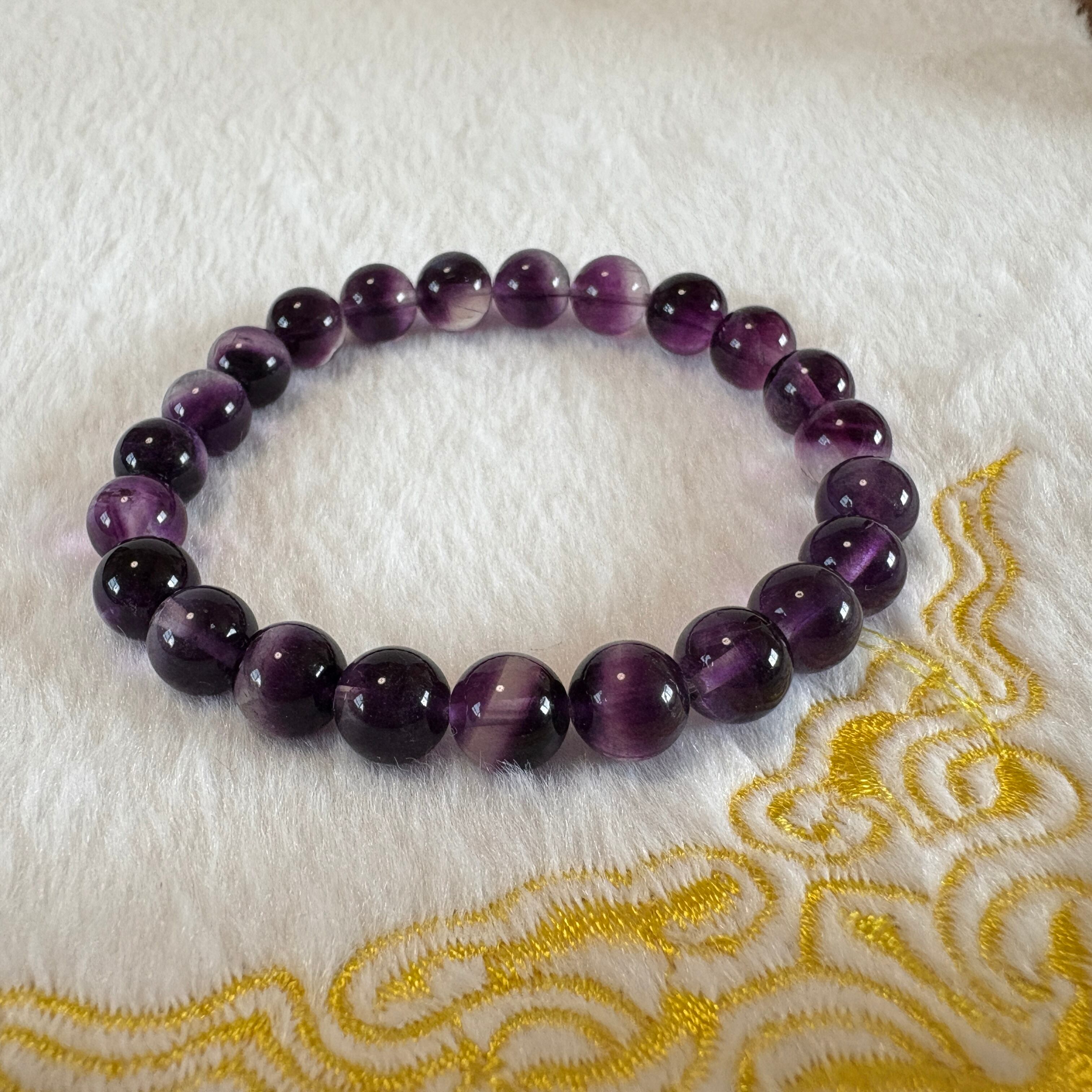 フローライト バイカラー （ディープパープル）ブラジル産 8㎜珠、内周