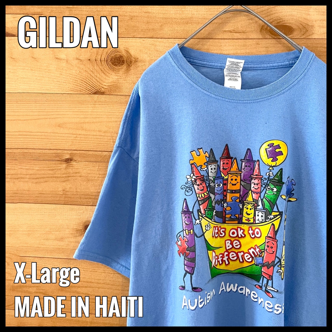 【GILDAN】プリント Tシャツ イラスト クレヨン XL オーバーサイズ US古着 アメリカ古着