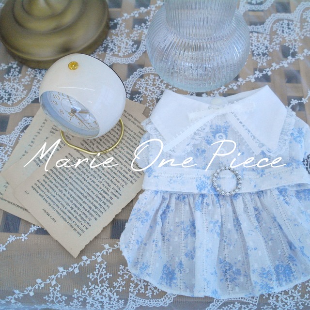 即納販売　  Marie  Dress White ワンピース 韓国犬服　