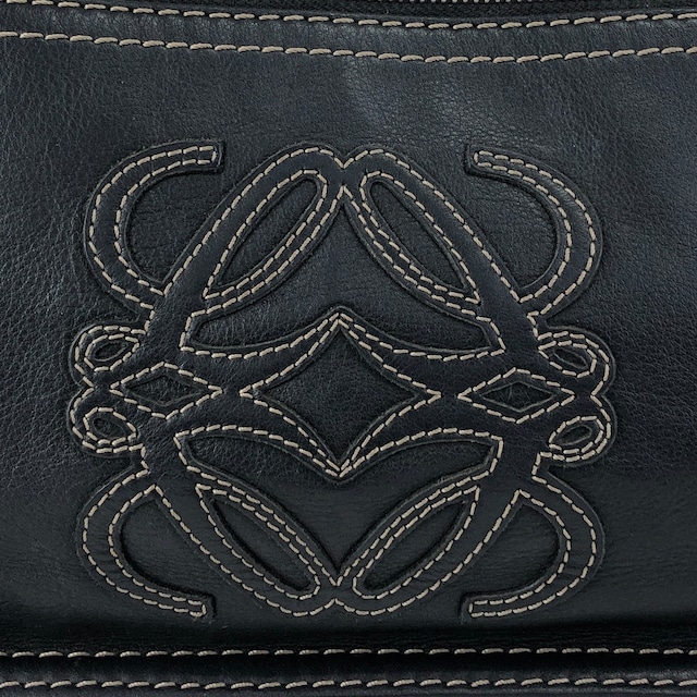 LOEWE ロエベ ショルダーバッグ ブラック アナグラム ステッチ レザー vintage ヴィンテージ オールド ugpzsh