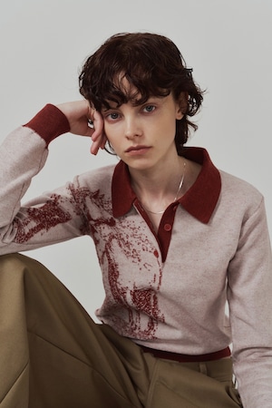 Jacquard Polo Knit / RED