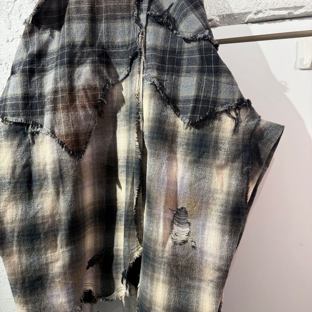 KHOKI コッキ 25AW Vintage-effect checked shirt ヴィンテージ加工