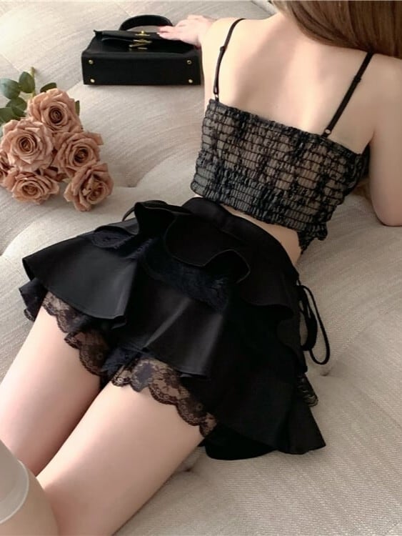 フリルレースミニスカートV03223