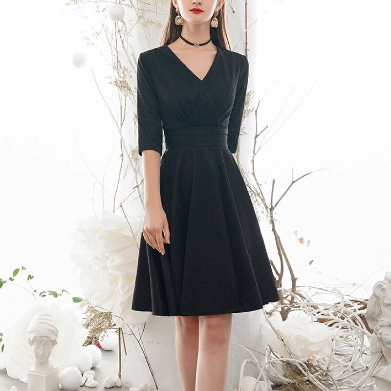 パーティードレス 結婚式 二次会 ワンピース レディース 膝丈 ワンピースドレス 五分袖 結婚式 お呼ばれドレス 入学式 ママワンピース 卒業式の服ママ 入園式 ママ 卒園式 七五三ママワンピース おしゃれ 上品 きれいめ エレガント 黒 ブラック レッド P8111 Kirari きらり