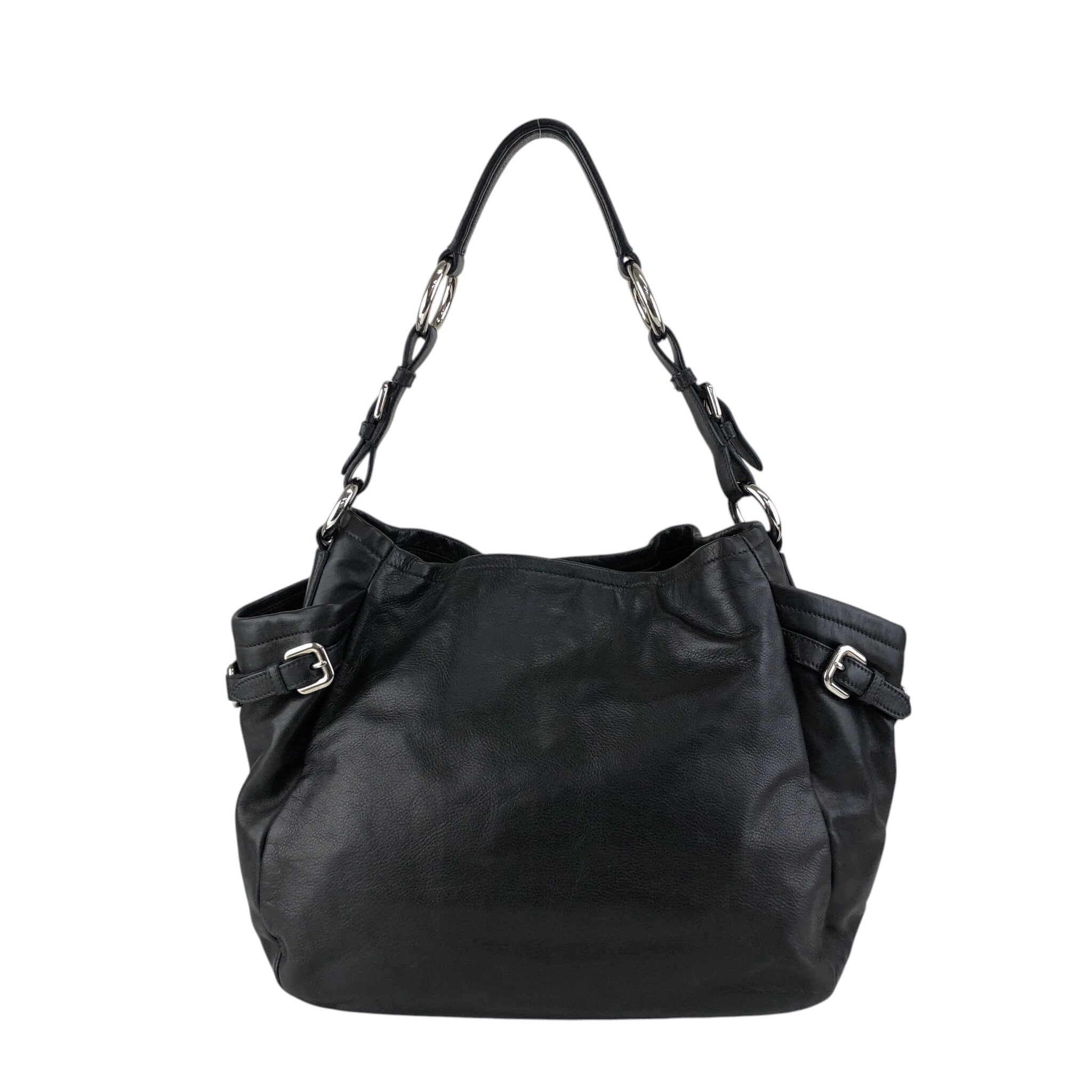 PRADA プラダ レザー ショルダーバッグ 黒　ヴィンテージ PRADA プラダ ショルダーバッグ ブラック ロゴ レザー セミショルダー