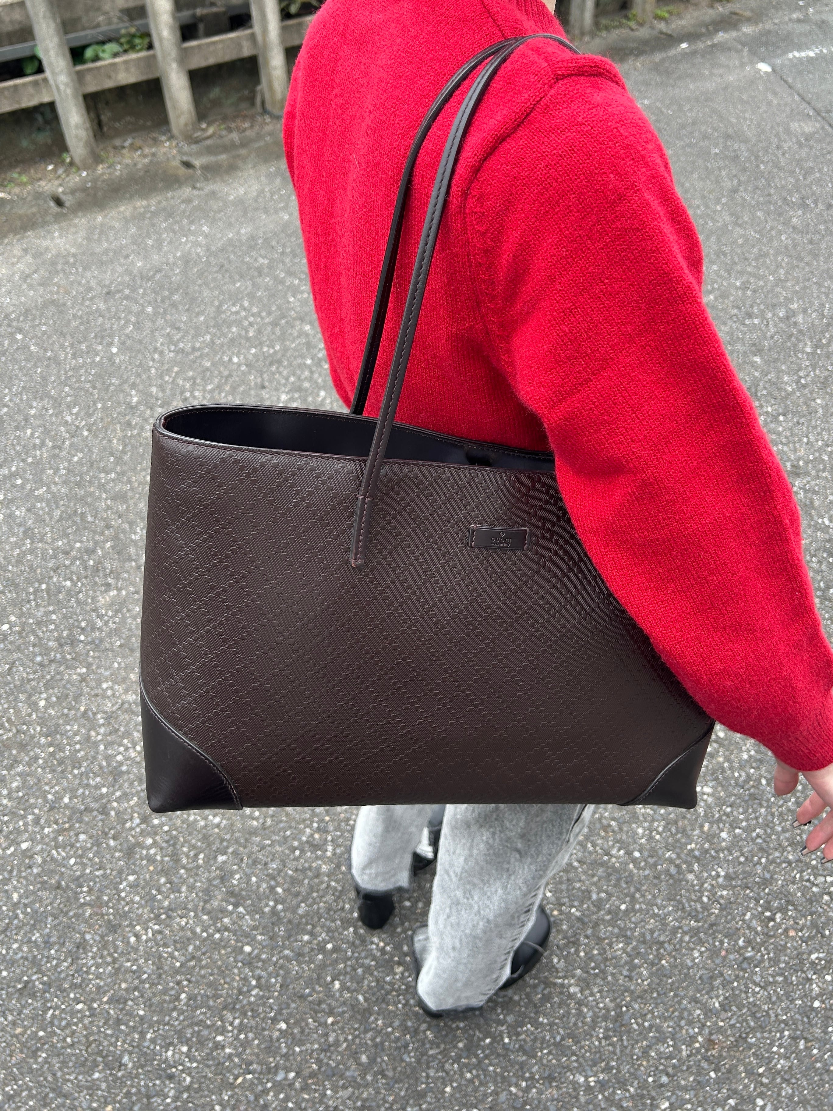 GUCCI グッチ ディアマンテ トートバッグ ブラウン レザー vintage