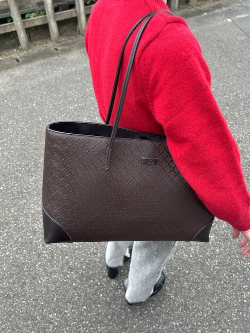 GUCCI グッチ ディアマンテ トートバッグ ブラウン レザー vintage ヴィンテージ オールド sjc4yu