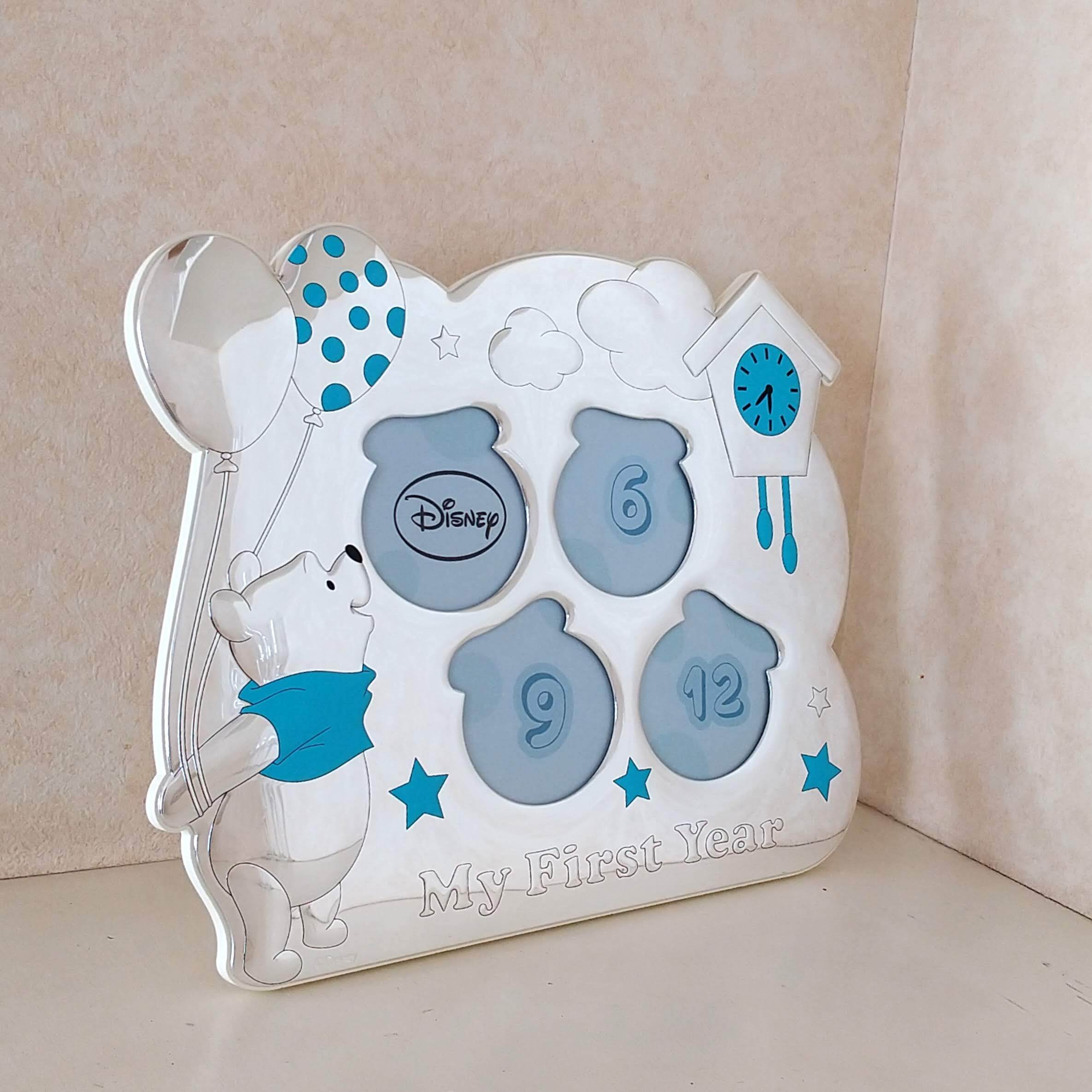 1stYearフォトフレーム ブルー×シルバー 〈くまのプーさん