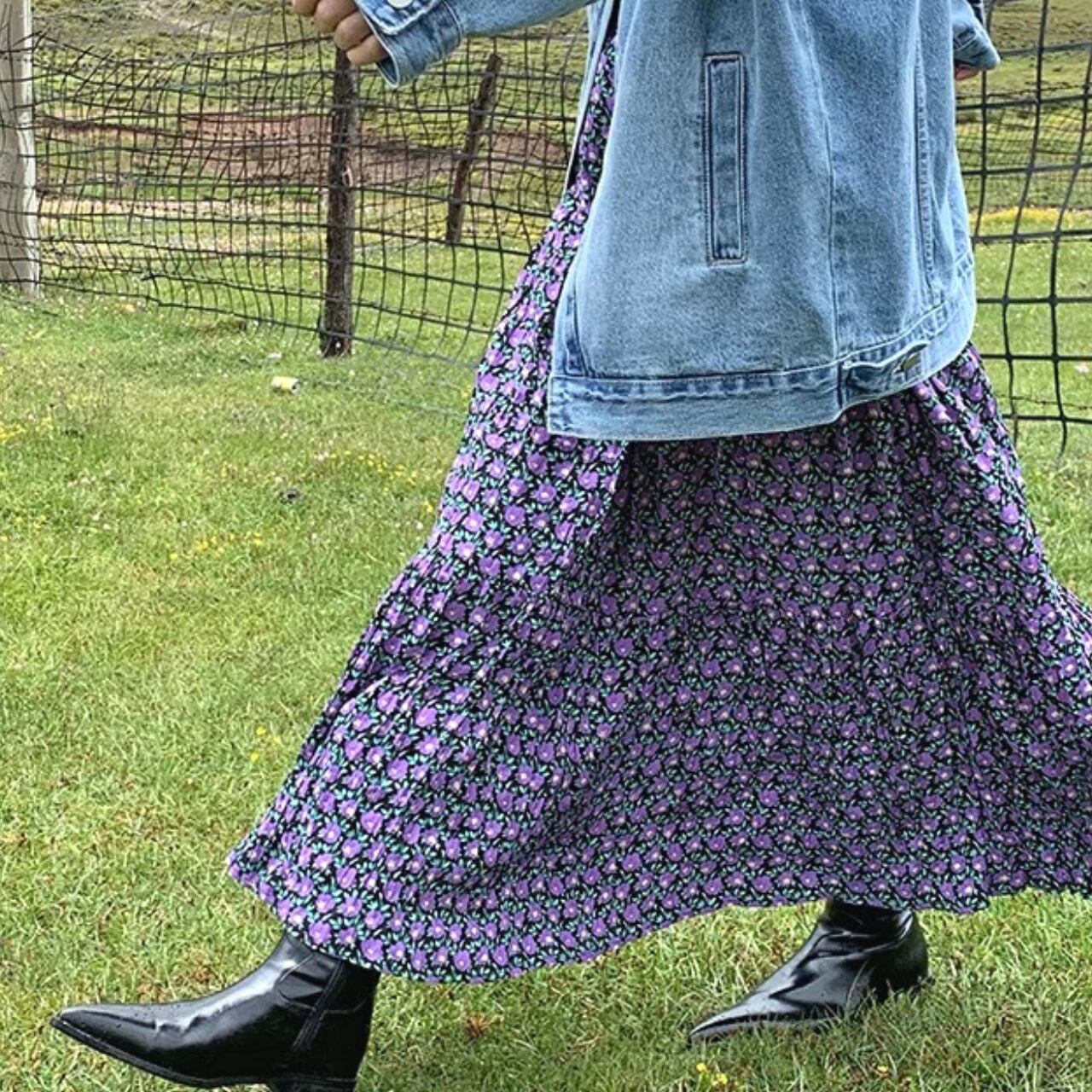 floral pattern long skirt  A-00005