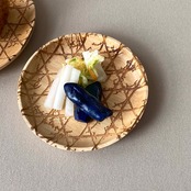 【丸皿(S)】籠目に真綿 Round dish, size S