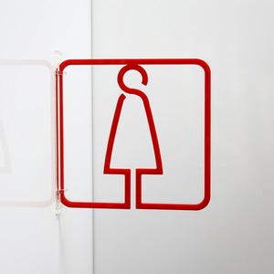 ツケレルン（3Wayピクトサイン）軽量 アクリル 突き出し 看板 （赤,女子 トイレサイン 06）3way-0031