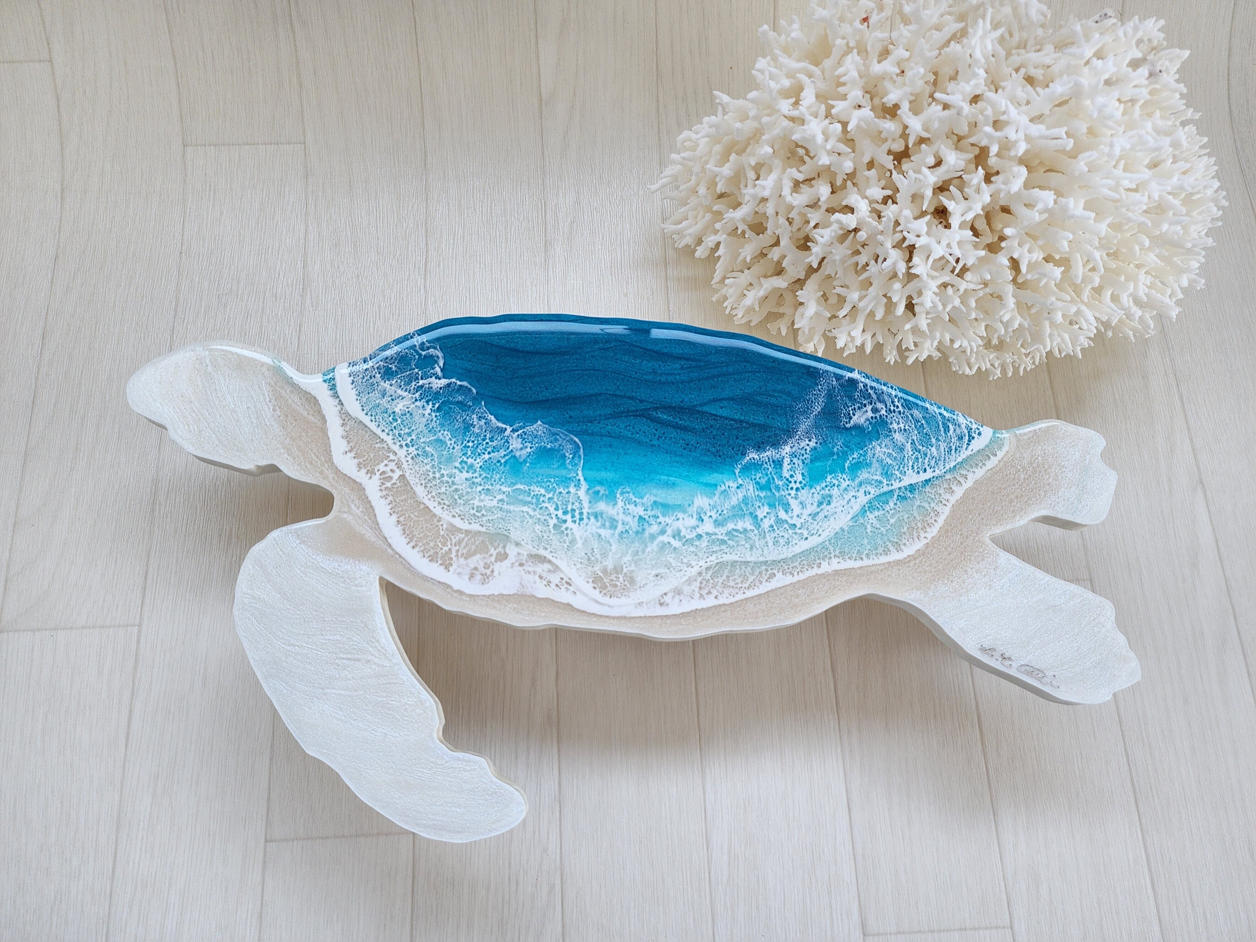 125.オーシャンレジンアート ホヌ型パネル小