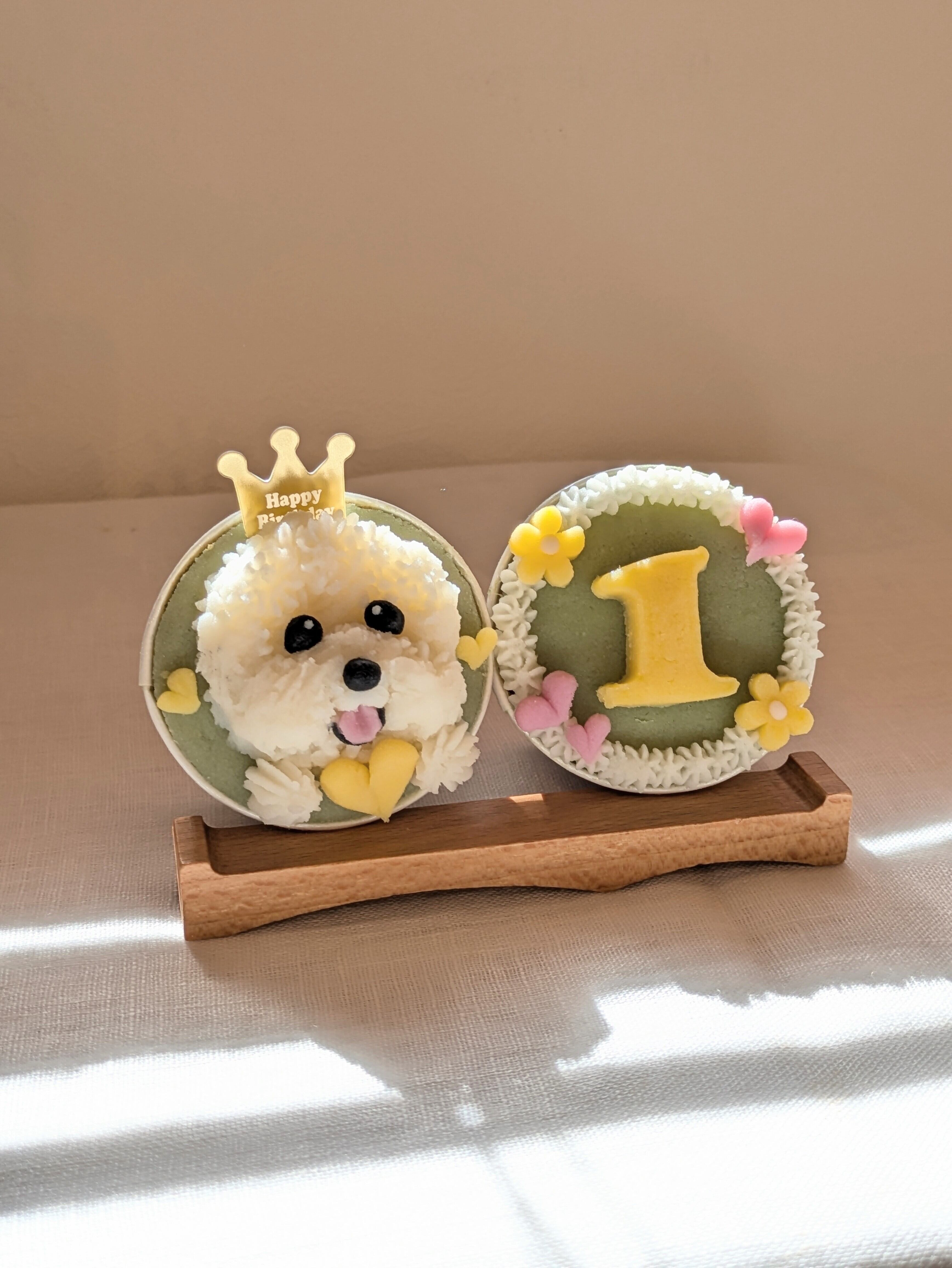 似顔絵カップケーキ お花&ワンちゃん 2個入り | kapukapu_dog
