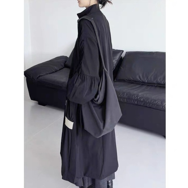 Diagonal zip long coat C1296