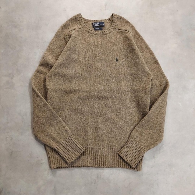 ポロバイラルフローレン ニット 古着 90s ポニー刺繍 L カーキ 16595