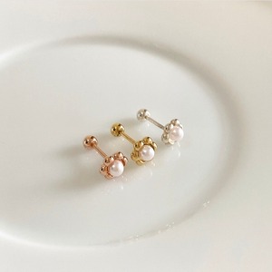 silver925 pearl flower piercing【 3color 】