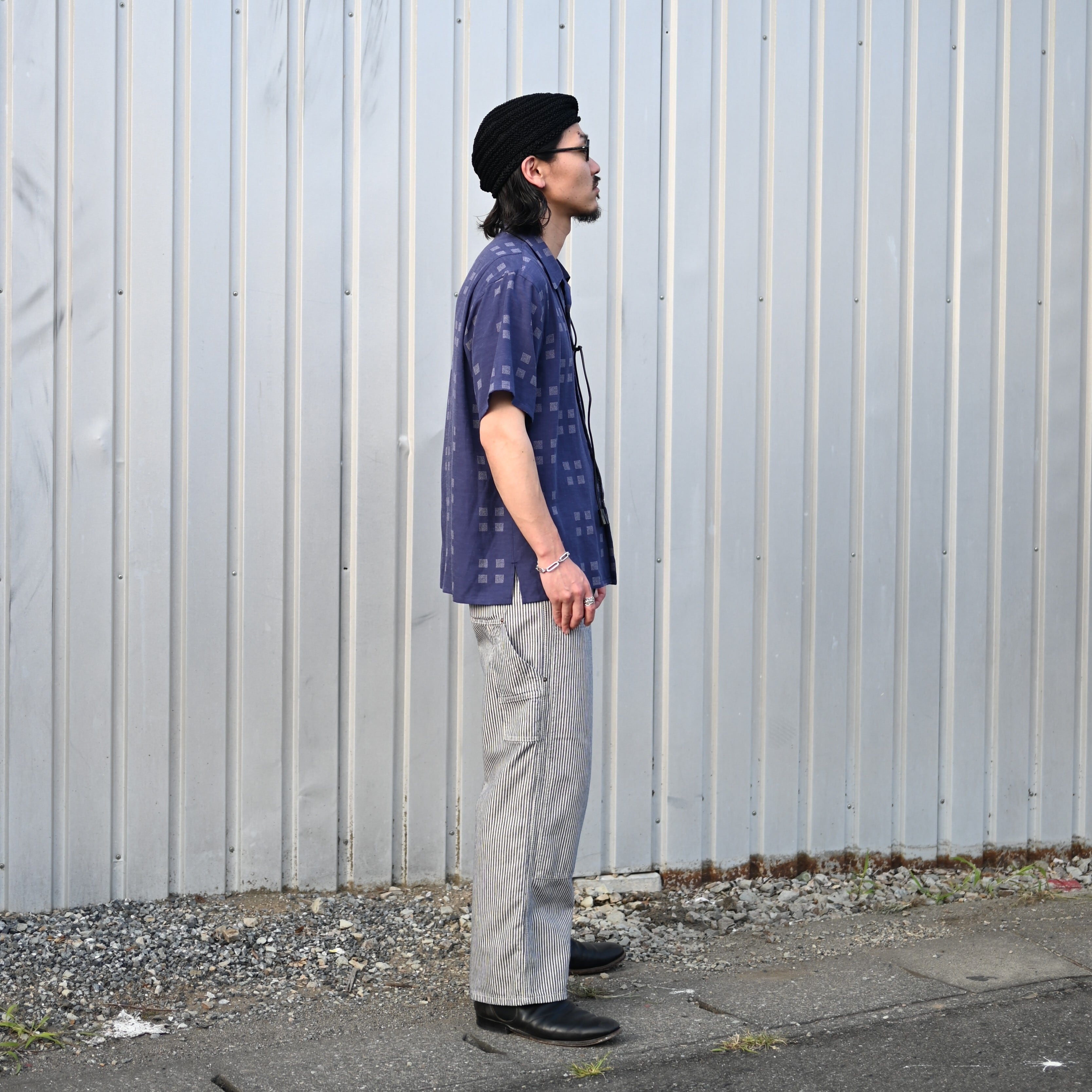 OLD JOE / ORIGINAL PRINTED OPEN COLLAR SHIRTS (Square Dot) Short