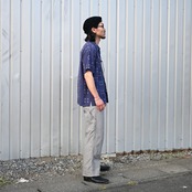 OLD JOE / ORIGINAL PRINTED OPEN COLLAR SHIRTS (Square Dot) Short-sleeve
