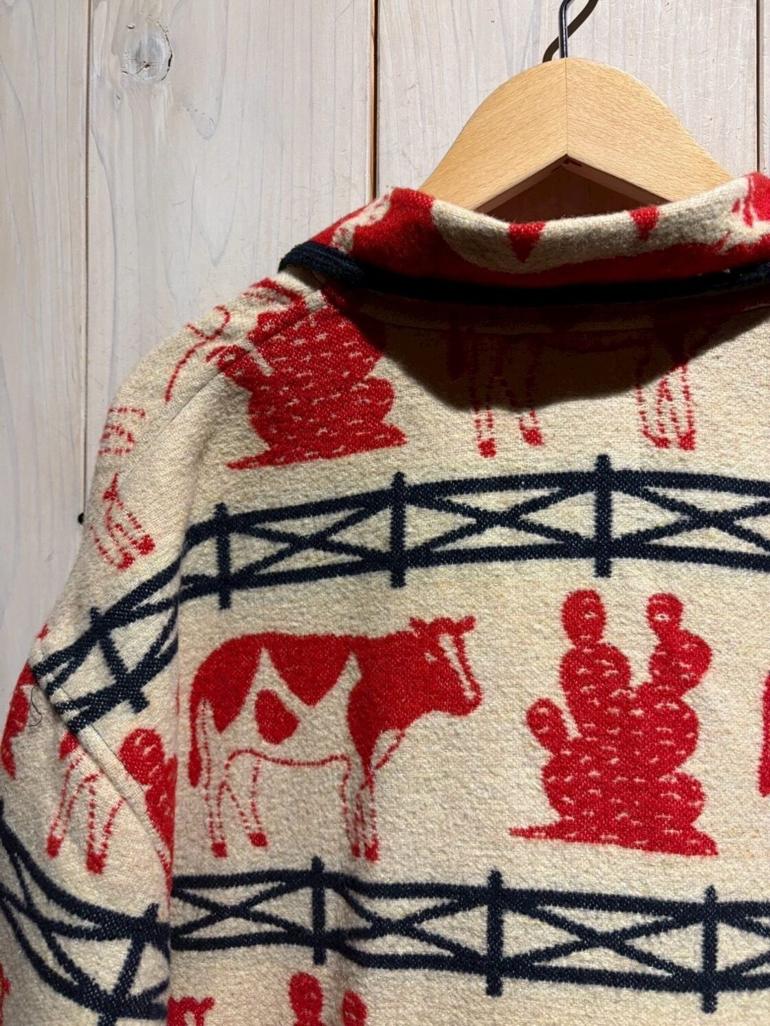 a.k.a.C.a.k.a vintage】“ESPRIT SPORT” Cow Design Oversized Wool 