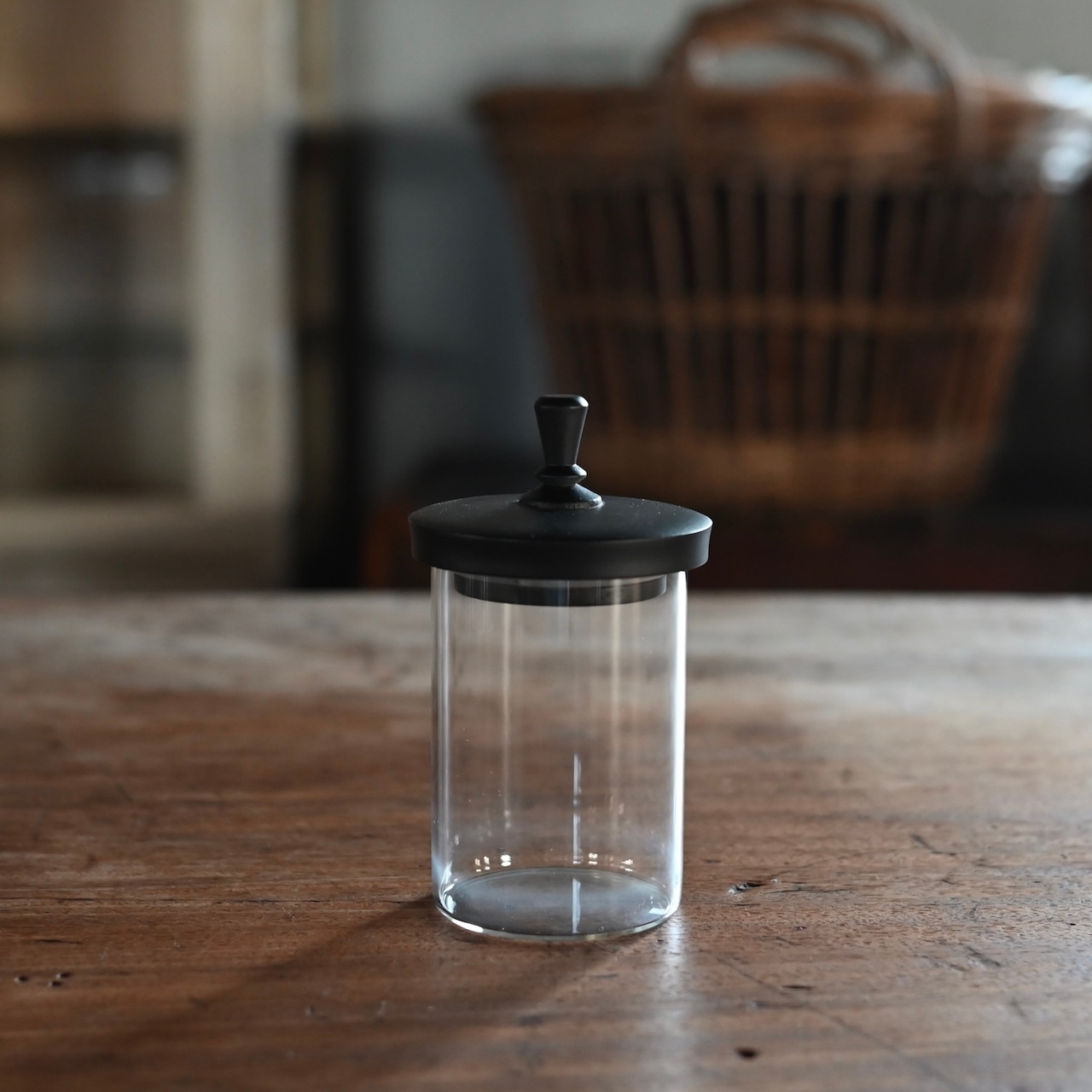 ガラスジャー S ブラック〈食器・キャニスター・保存容器・収納・キッチン〉113867