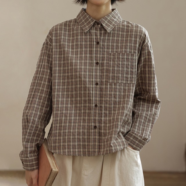 チェック柄ボタンシャツ　M1809