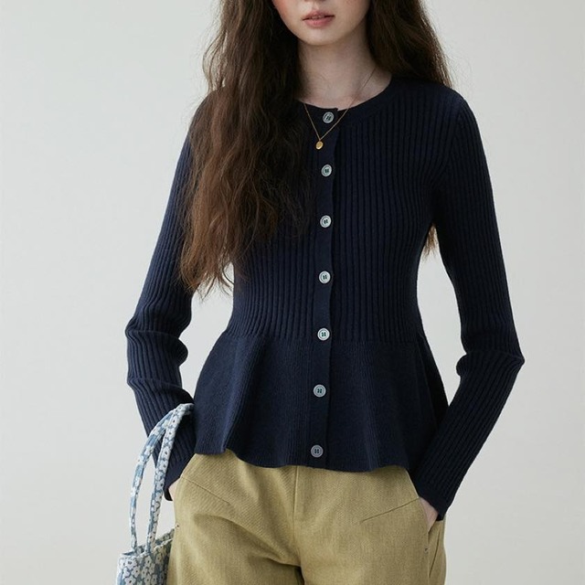 peplum flare slim fit cardigan