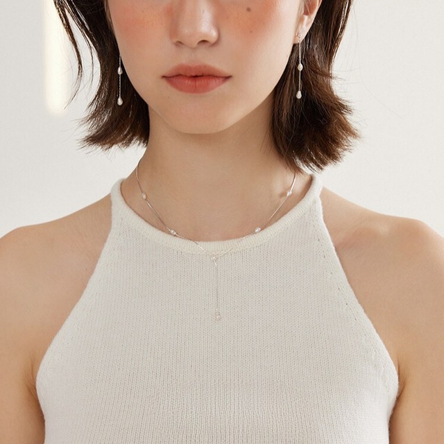 Y字 ドロップ シルバー ネックレス　1col　H10241