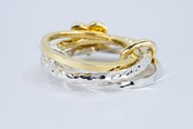 R-123 Three linked Arabesque Heart Ring( 24K Gradient Gold Plated)