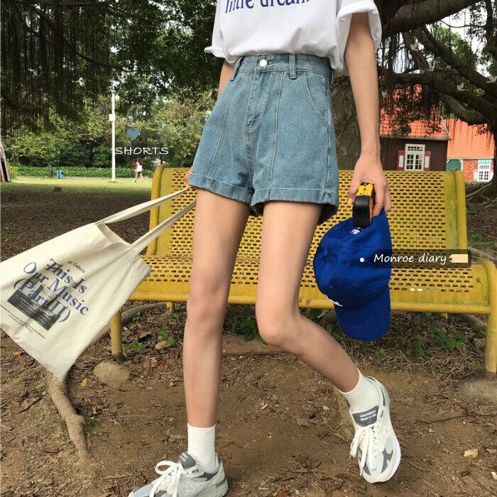 ジーンズ ハイウェストウェストショーツ サマーパンツ ルーズ 夏物 ブルマー モンロー51517812237